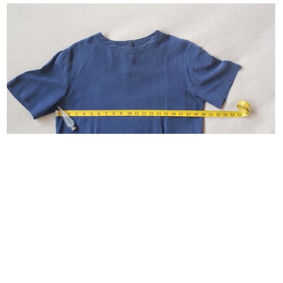 Casual Corner Silk Short Sleeve Blouse, Navy - Picture 10 of 11